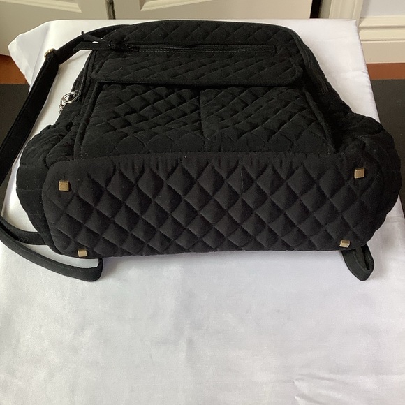 Vera Bradley Black Quilted Backpack with Moka Pot Charm. - Picture 3 of 9
